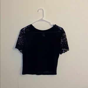 Black sleeve laced top